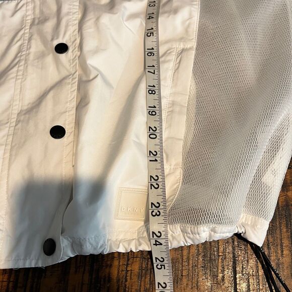 DKNY Sport Jacket Womens Small White Gray Mesh Hooded Windbreaker Lightweight - Picture 7 of 7